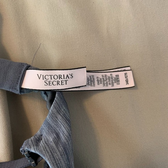Victoria's Secret Bra Womens Sz 34D Heather Gray Padded Plunge Adjustable Straps - Picture 5 of 7